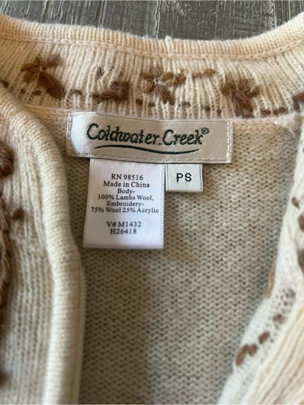 Coldwater Creek cream zip
